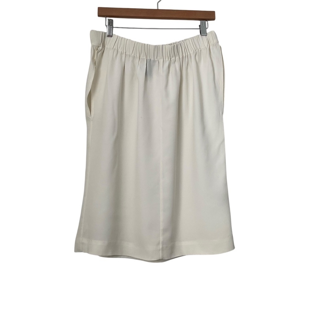 Zero+Maria Cornejo Skirt Sz 4 White Midi Elastic Waist Cut Outs Minimalist Chic